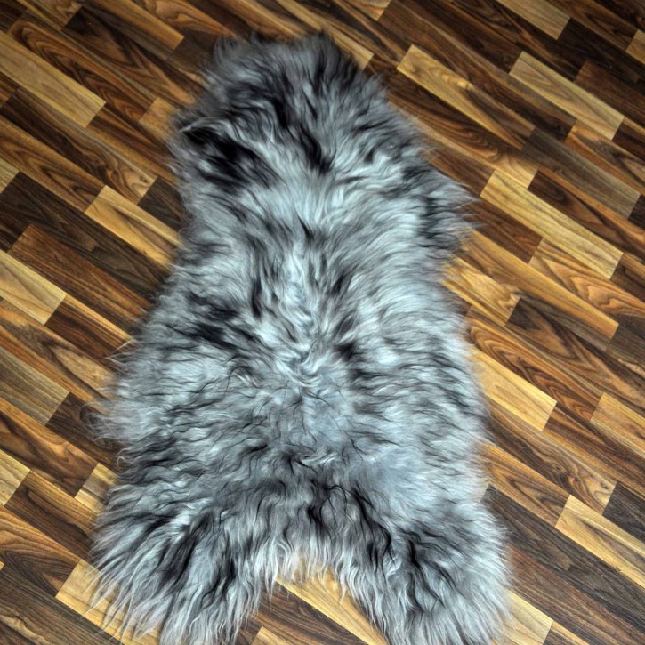 XL Island Schaffell grau schwarz geflammt 110x60 Krampus #8029