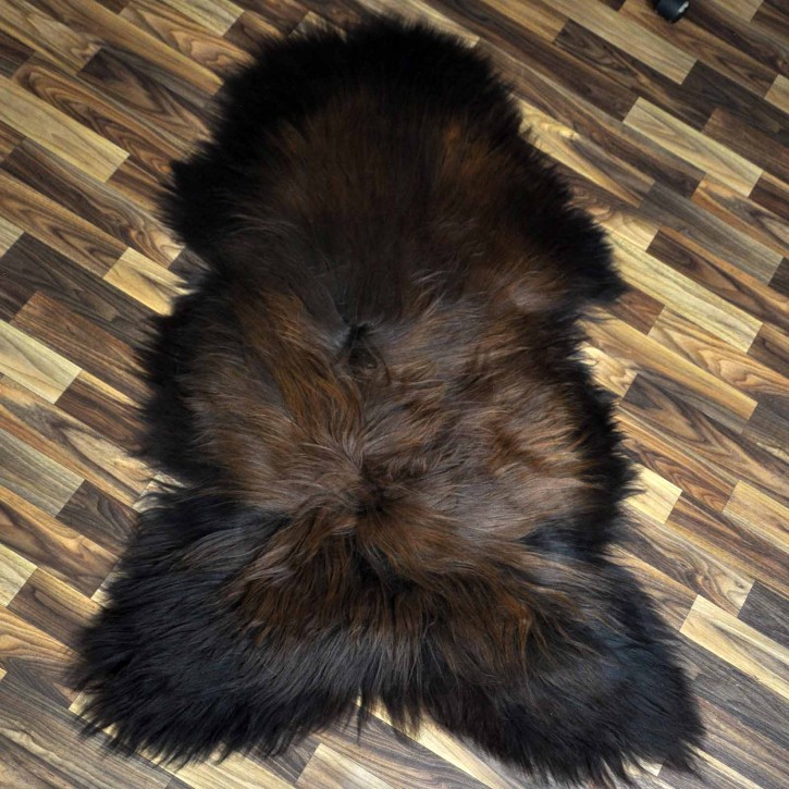 XXL ÖKO Island Schaffell schwarz braun geflammt 120x75 Feuer Kamin #8040