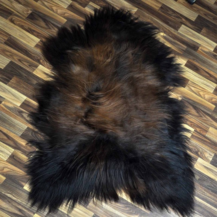XXL ÖKO Island Schaffell schwarz braun geflammt 120x80 Feuer Kamin #8043