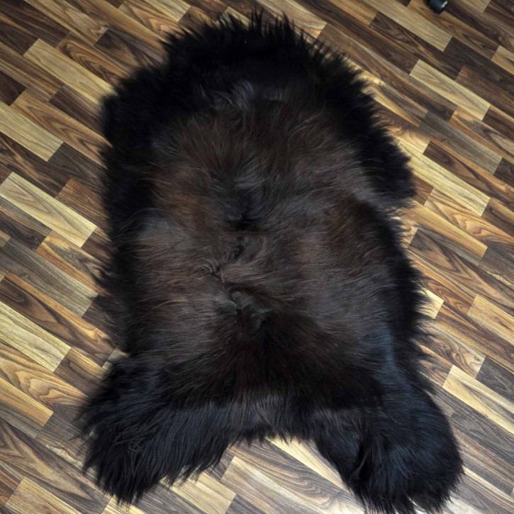 XXL ÖKO Island Schaffell schwarz braun geflammt 120x80 Feuer Kamin #8044