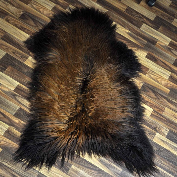 XXL ÖKO Island Schaffell schwarz braun geflammt 120x80 Feuer Kamin #8045
