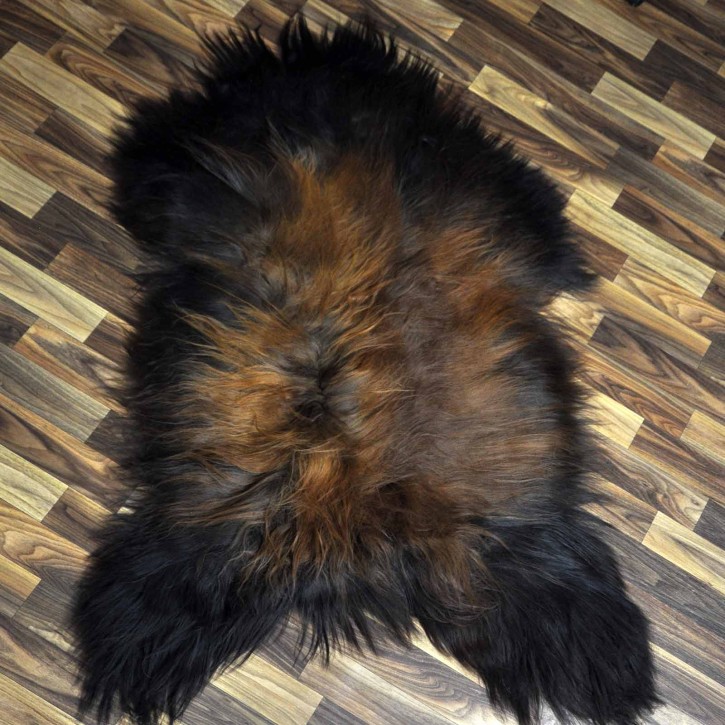 XXL ÖKO Island Schaffell schwarz braun geflammt 120x80 Feuer Kamin #8049