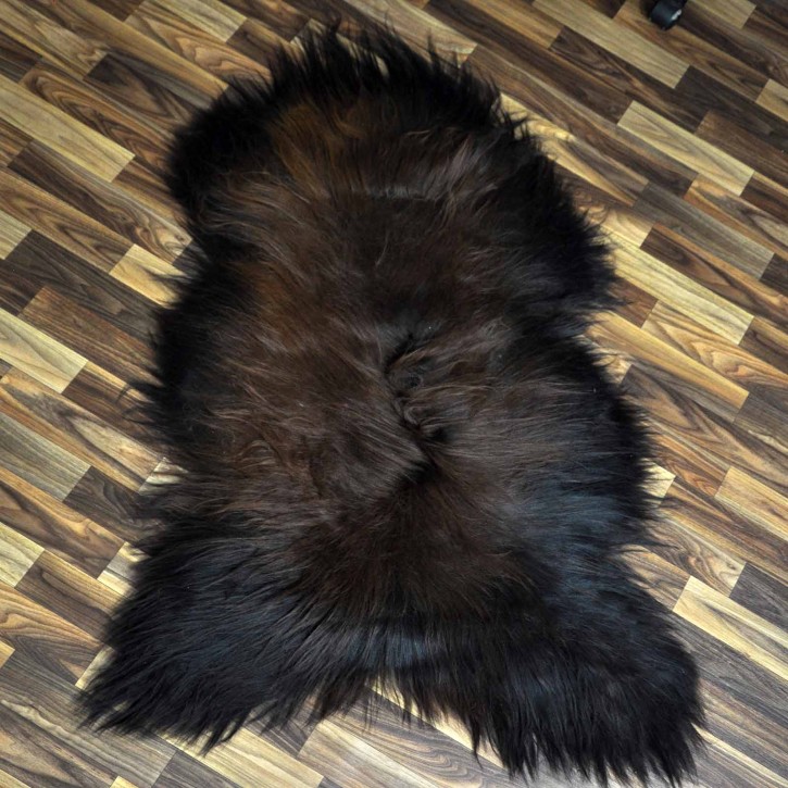XXL ÖKO Island Schaffell schwarz braun geflammt 120x80 Feuer Kamin #8053