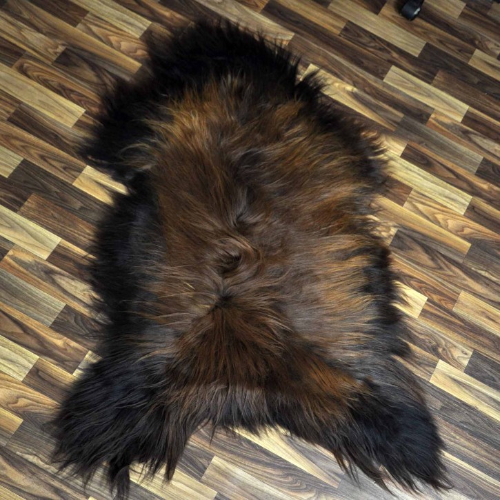 XXL ÖKO Island Schaffell schwarz braun geflammt 125x75 Feuer Kamin #8054