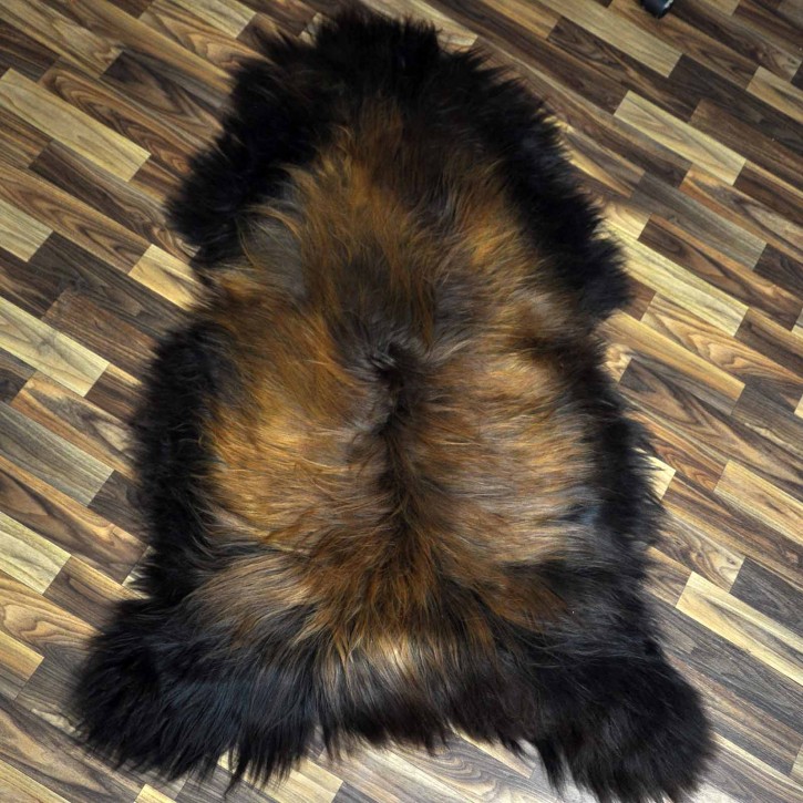 XXXL ÖKO Island Schaffell schwarz braun geflammt 130x85 Feuer Kamin #8055