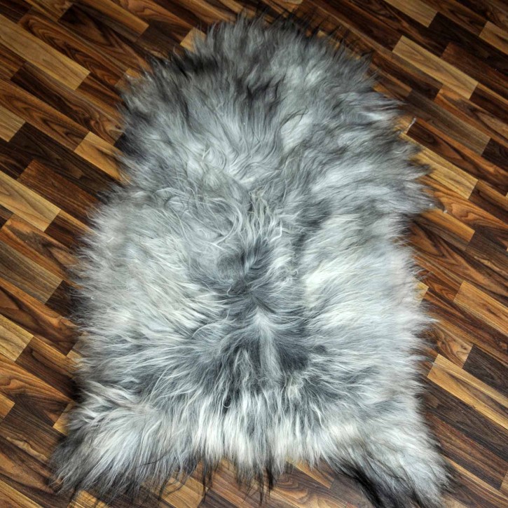 XXL ÖKO Island Schaffell grau schwarzbraun 125x80 Unikat #8061