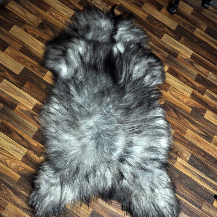 XXXL ÖKO Island Schaffell grau schwarzbraun 140x85 riesig #8062