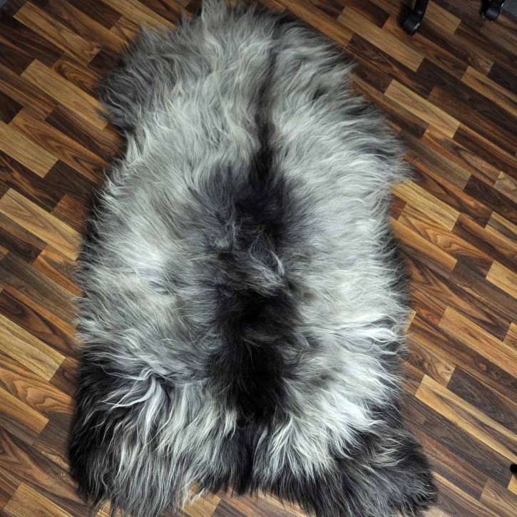 XXXL ÖKO Island Schaffell grau schwarzbraun 140x85 riesig #8063