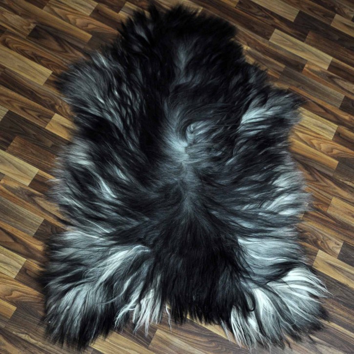 XXL ÖKO Island Schaffell grau schwarzbraun 125x80 Unikat #8064