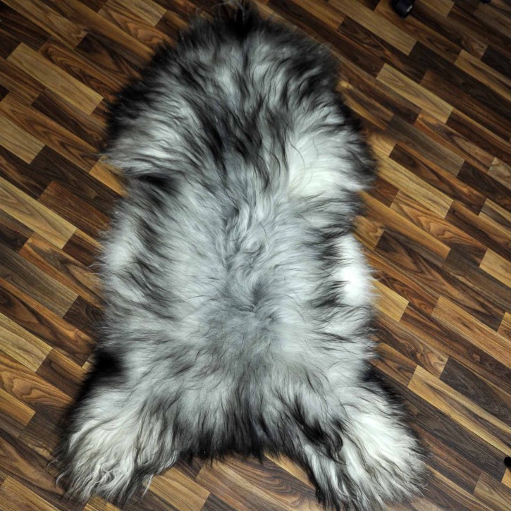 XXXL ÖKO Island Schaffell grau schwarzbraun 130x80 Krampus #8066