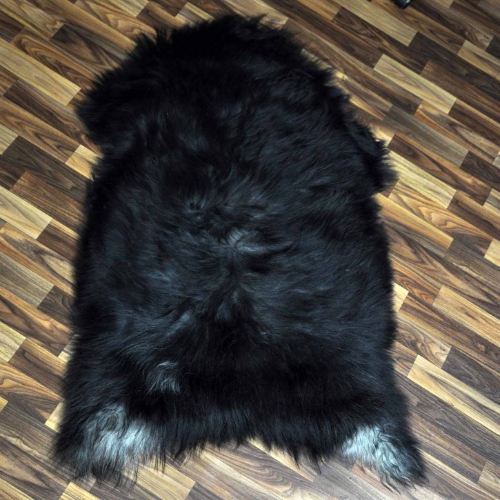 XXL ÖKO Island Schaffell grau schwarzbraun 125x75 Unikat #8068