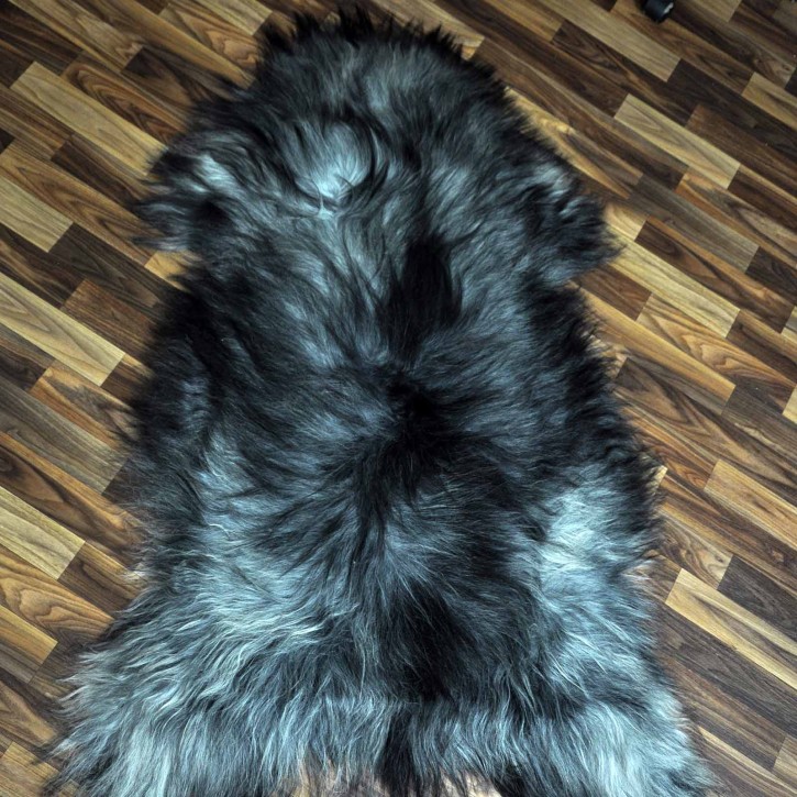 XXXL ÖKO Island Schaffell grau schwarzbraun 140x85 riesig #8071
