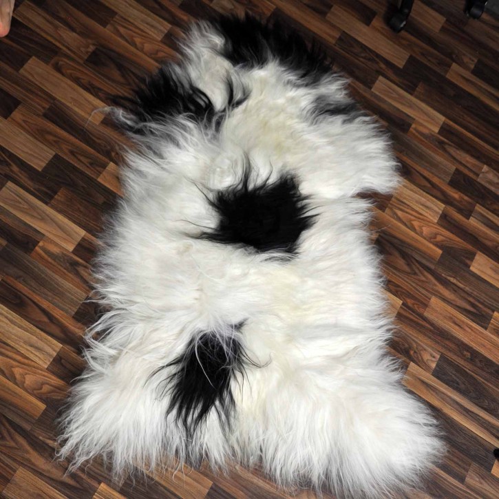 XXXL ÖKO Island Schaffell beige schwarzbraun 135x80 Krampus #8080