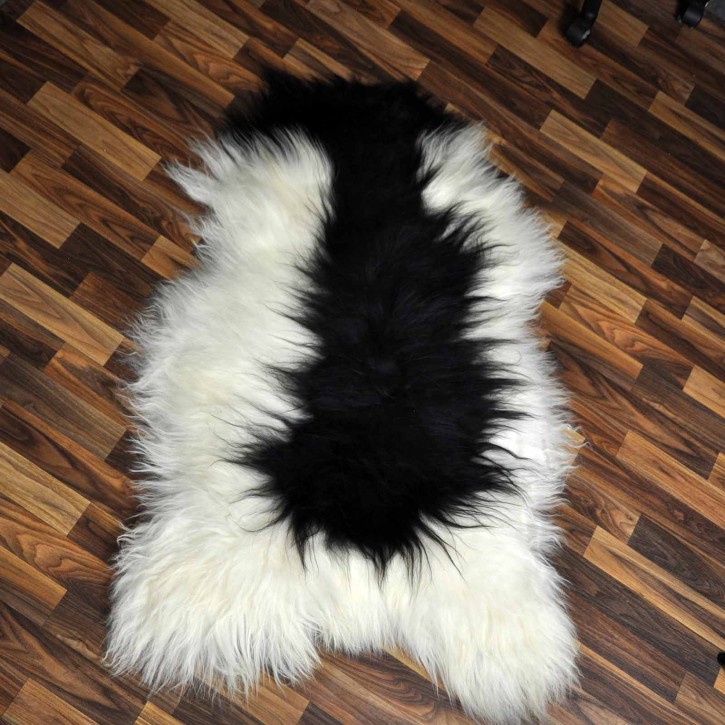 XXL ÖKO Island Schaffell beige schwarzbraun 120x80 Krampus #8084