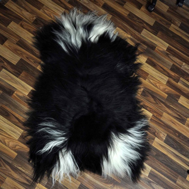 XXL ÖKO Island Schaffell beige schwarzbraun 125x80 Krampus #8085