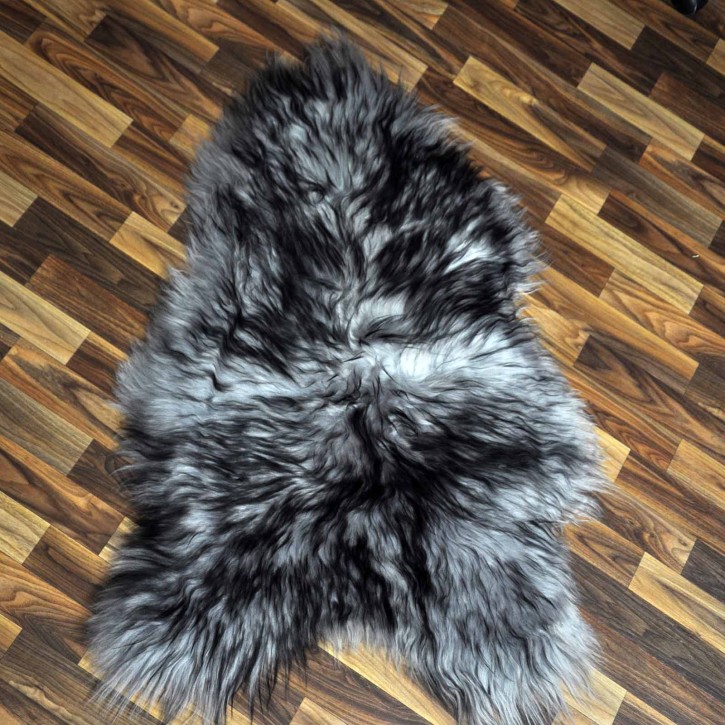 XL Island Schaffell grau schwarz geflammt 110x75 Krampus #8151