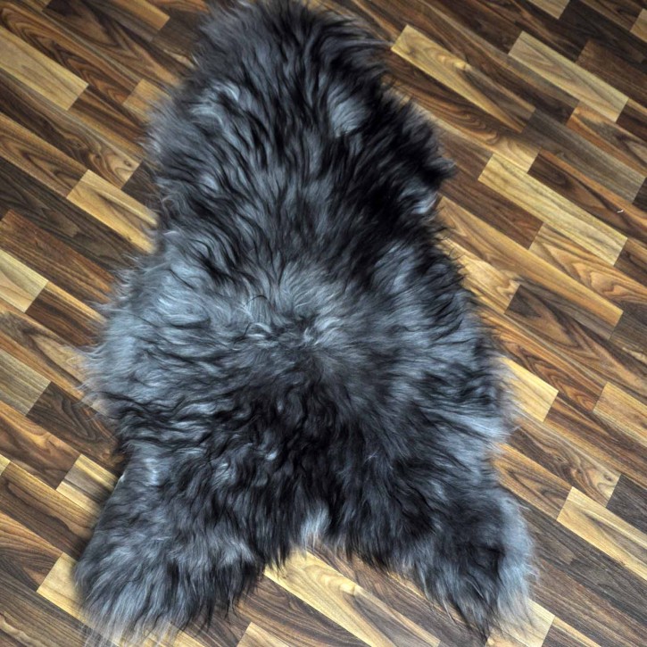 XL Island Schaffell grau schwarz geflammt 110x70 Krampus #8152