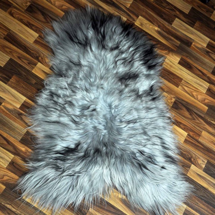 XL Island Schaffell grau schwarz geflammt 110x75 Krampus #8155