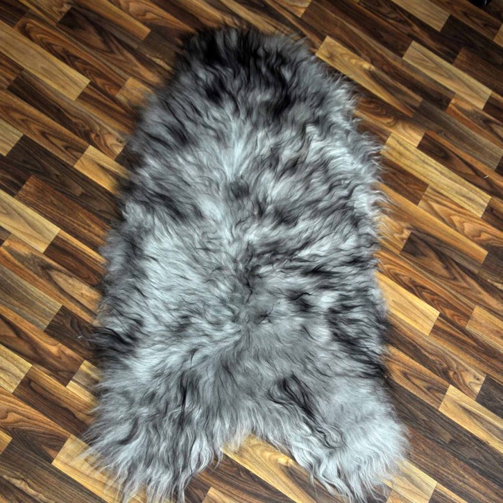 XL Island Schaffell grau schwarz geflammt 110x65 Krampus #8157