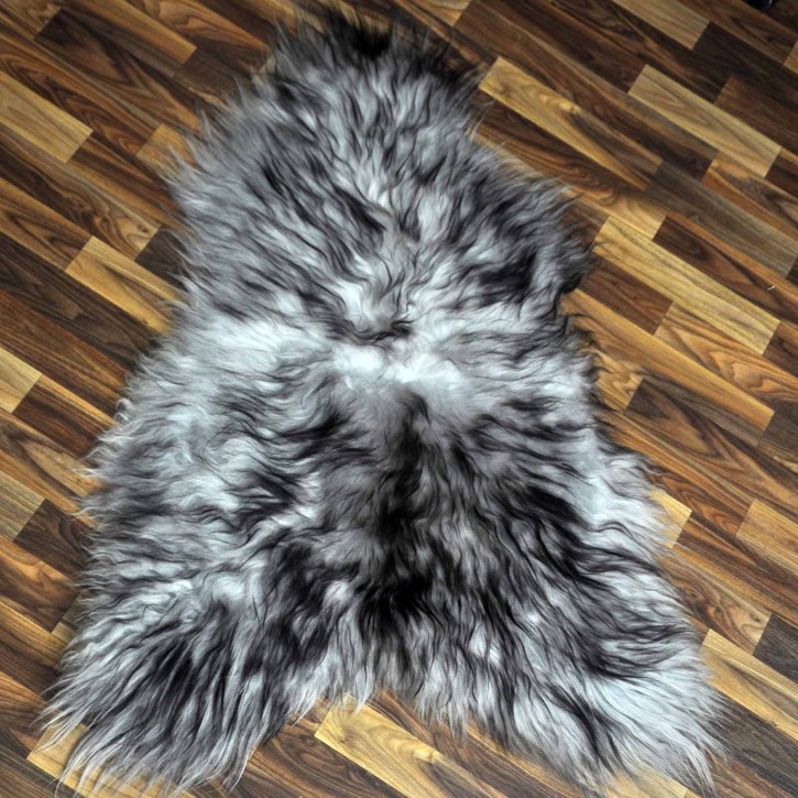 XL Island Schaffell grau schwarz geflammt 110x75 Krampus #8159