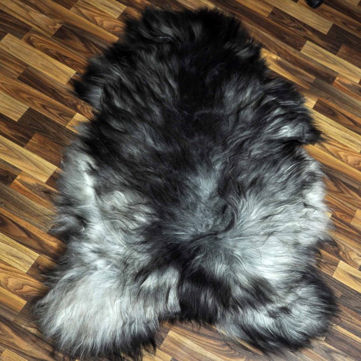 XXL ÖKO Island Schaffell grau schwarzbraun 125x80 Lammfell #8228