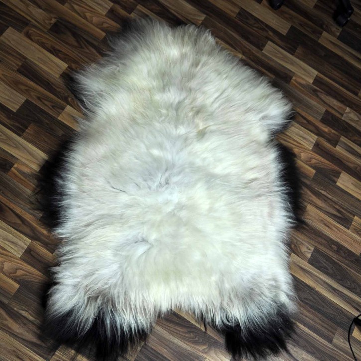 XXL ÖKO Island Schaffell beige schwarzbraun 120x85 Krampus #8257