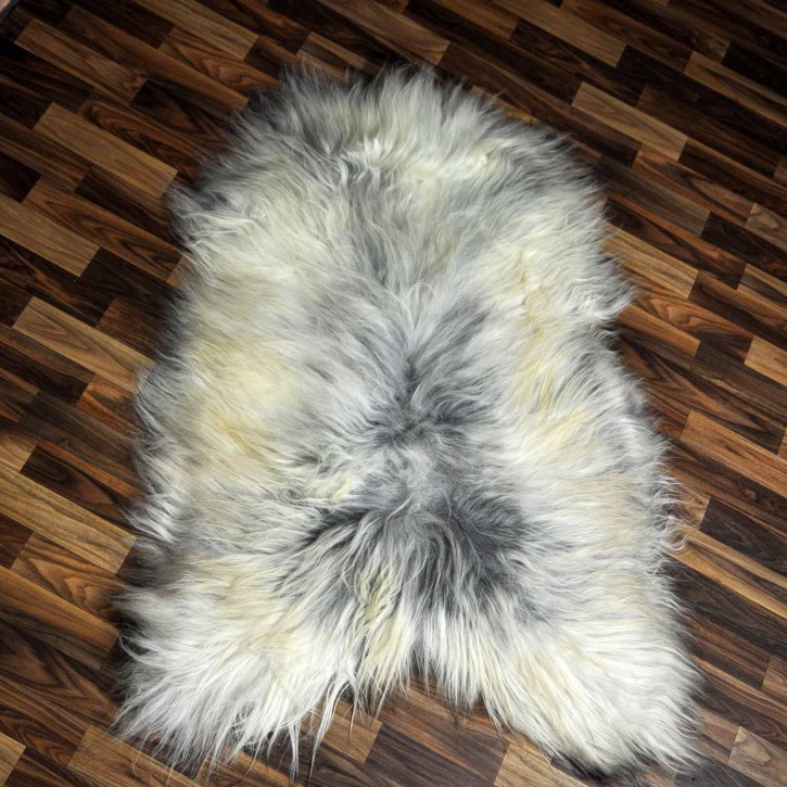 XXL ÖKO Island Schaffell grau beige 125x90 Lammfell #8267