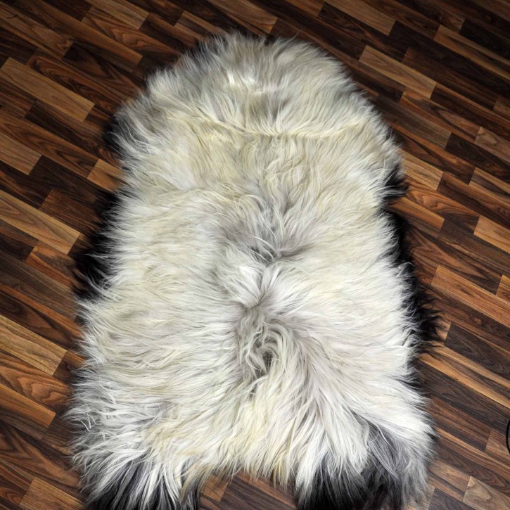 XXXL ÖKO Island Schaffell beige schwarzbraun 135x85 Lammfell #8270