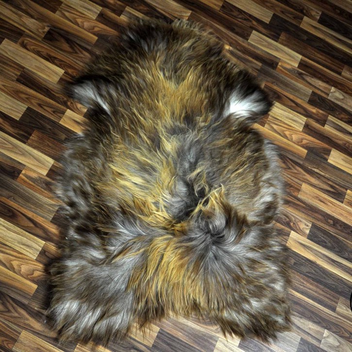 XXL ÖKO Island Schaffell grau braun 125x80 Lammfell #8282