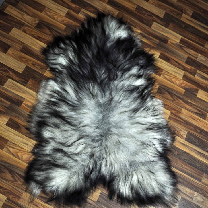 XXXL ÖKO Island Schaffell grau schwarzbraun 130x85 Lammfell #8328