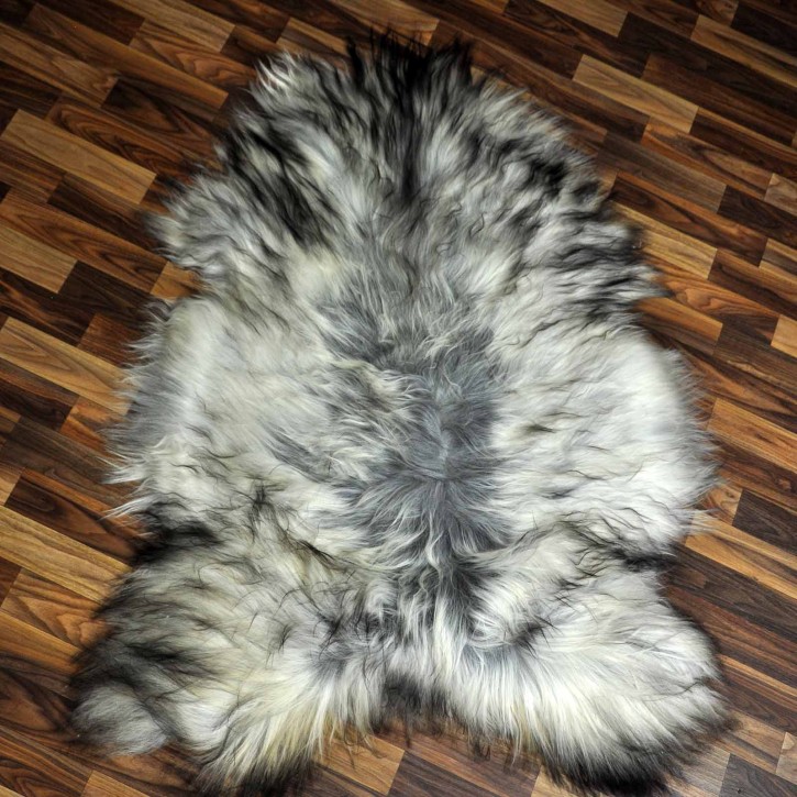 XXXL ÖKO Island Schaffell grau schwarzbraun 130x80 Lammfell #8329