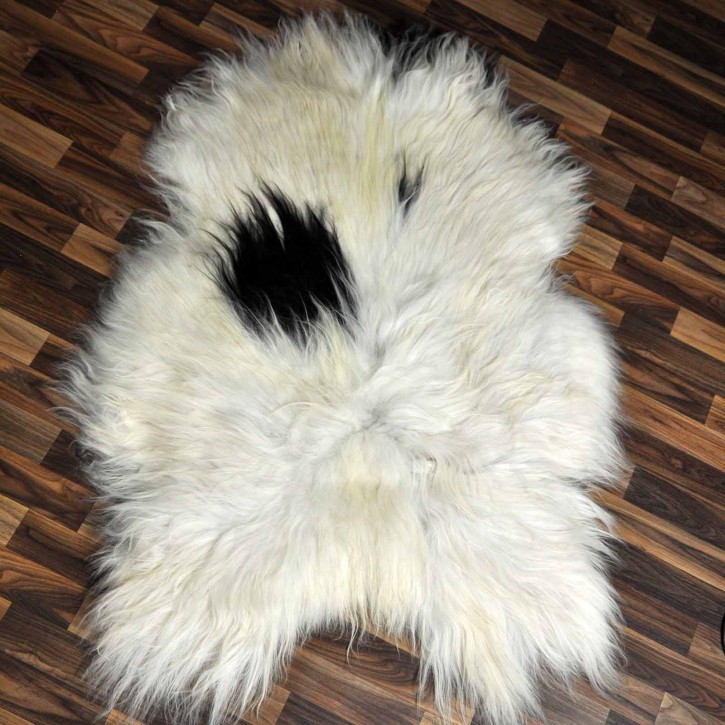 XXXL ÖKO Island Schaffell beige schwarzbraun 130x85 Lammfell #8365