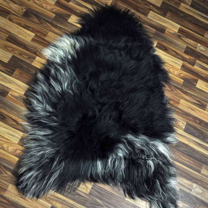 XXXL ÖKO Island Schaffell schwarzbraun weiß 130x85 Lammfell #8463