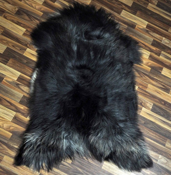XXXL ÖKO Island Schaffell schwarzbraun grau 130x85 Geschenk #8477