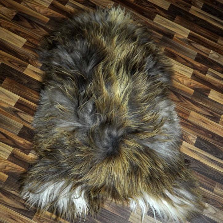 XXXL ÖKO Island Schaffell Lammfell rost braun weiß 130x85 Krampus #8500