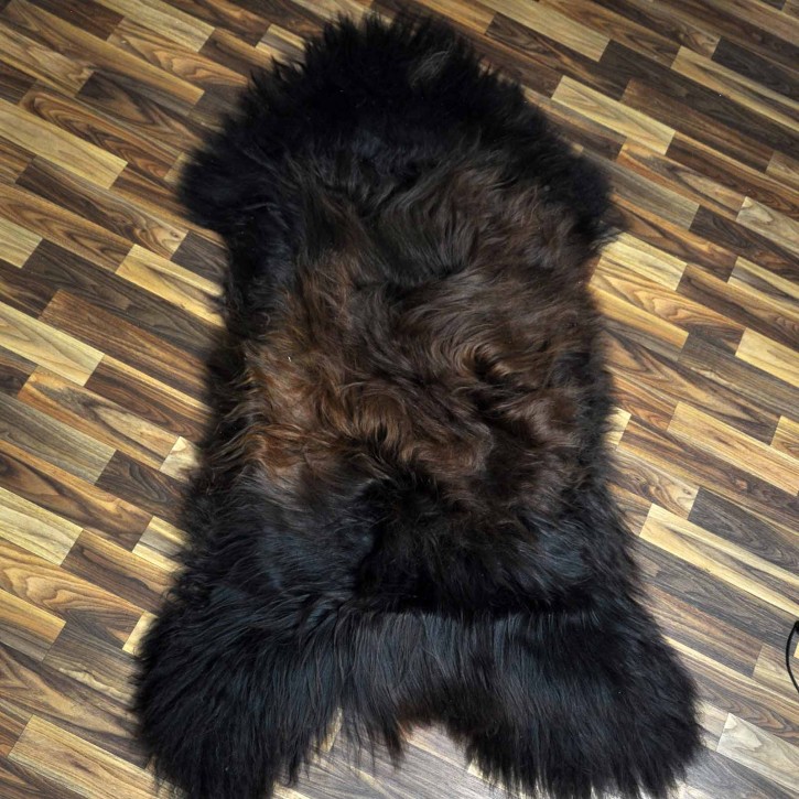 XXXL ÖKO Island Schaffell schwarz braun geflammt 140x85 Feuer Kamin #8501