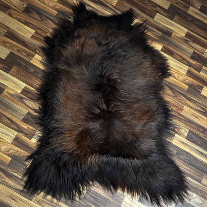 XXL ÖKO Island Schaffell schwarz braun geflammt 125x75 Feuer Kamin #8502