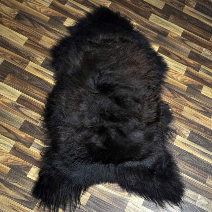 XXL ÖKO Island Schaffell schwarz braun geflammt 125x75 Feuer Kamin #8506