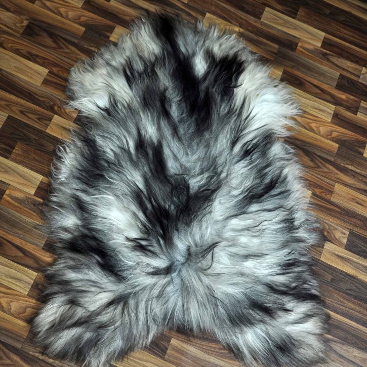 XXL ÖKO Island Schaffell grau schwarzbraun 120x80 #8631