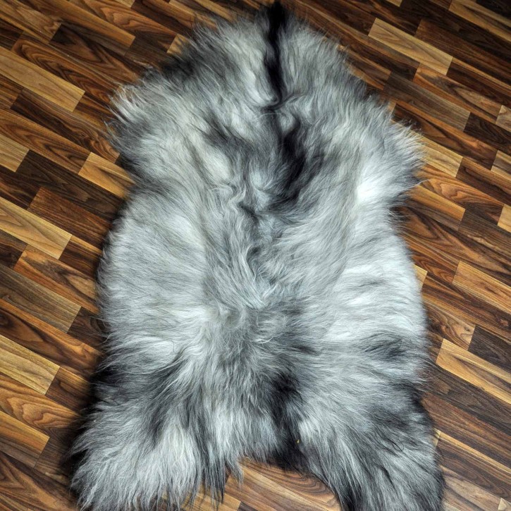 XXXL ÖKO Island Schaffell grau schwarzbraun 130x80 #8633