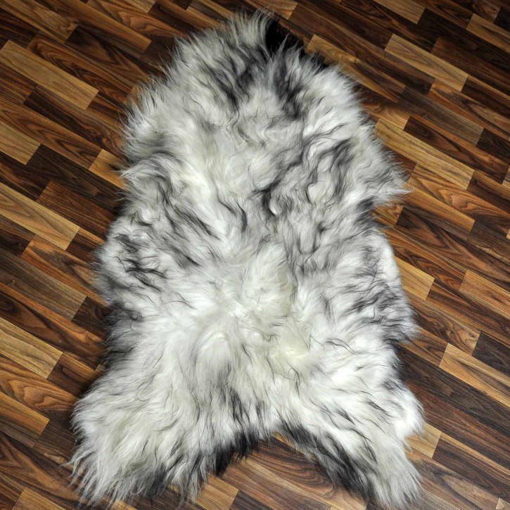 XXL ÖKO Island Schaffell weiß schwarzbraun geflammt 120x70 #8641