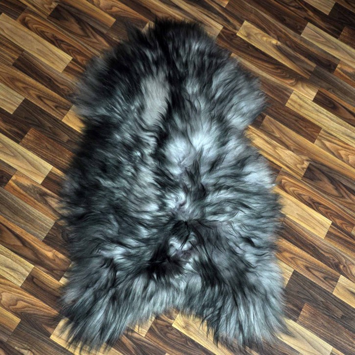 Island Schaffell grau schwarz geflammt 100x65 Krampus #8752