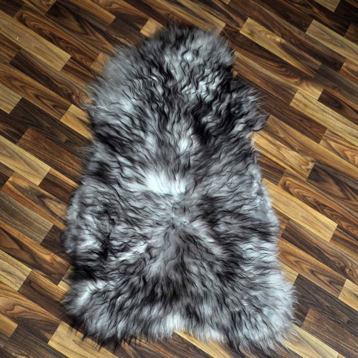 Island Schaffell grau schwarz geflammt 95x60 Krampus #8756