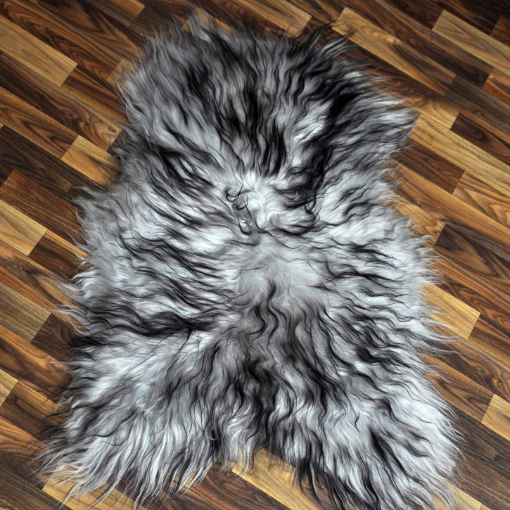 Island Schaffell grau schwarz geflammt 100x70 Krampus #8757