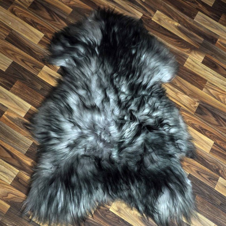 Island Schaffell grau schwarz geflammt 100x70 Krampus #8758