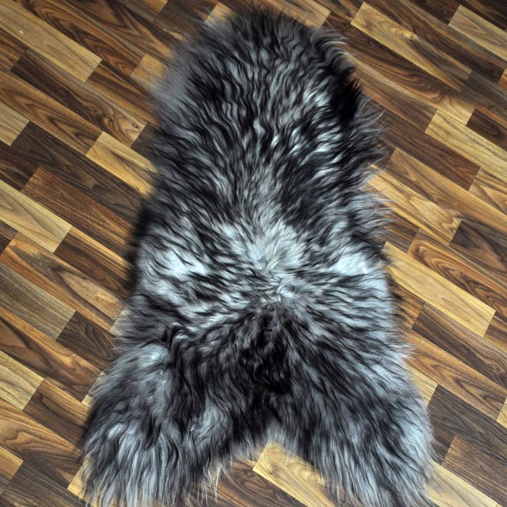 Island Schaffell grau schwarz geflammt 100x60 Krampus #8759 Island Schaffell grau schwarz geflammt 100x60 Krampus #8759