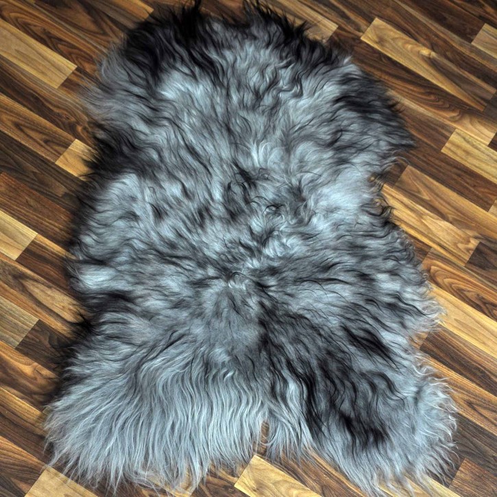 Island Schaffell grau schwarz geflammt 100x65 Krampus #8760