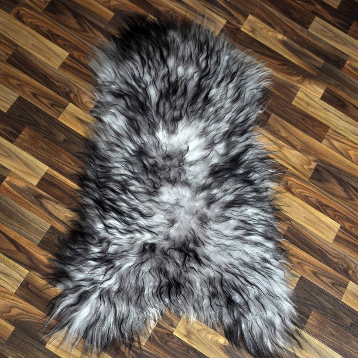 Island Schaffell grau schwarz geflammt 100x60 Krampus #8761