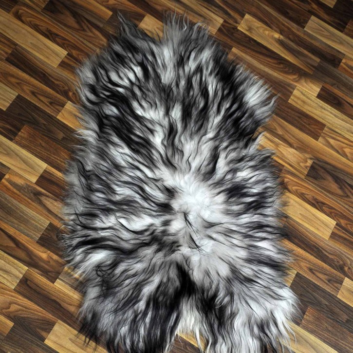 Island Schaffell grau schwarz geflammt 100x60 Krampus #8762