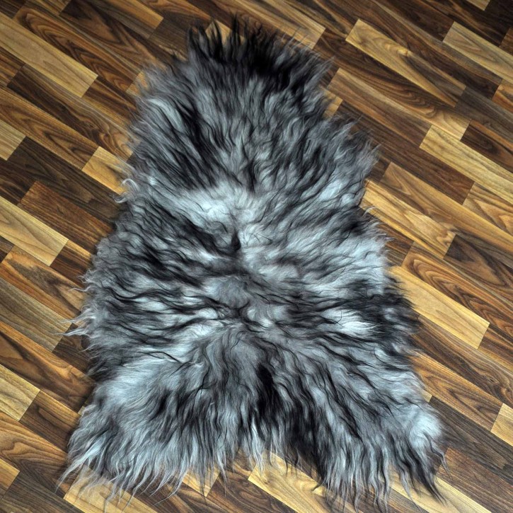 Island Schaffell grau schwarz geflammt 95x65 Krampus #8763